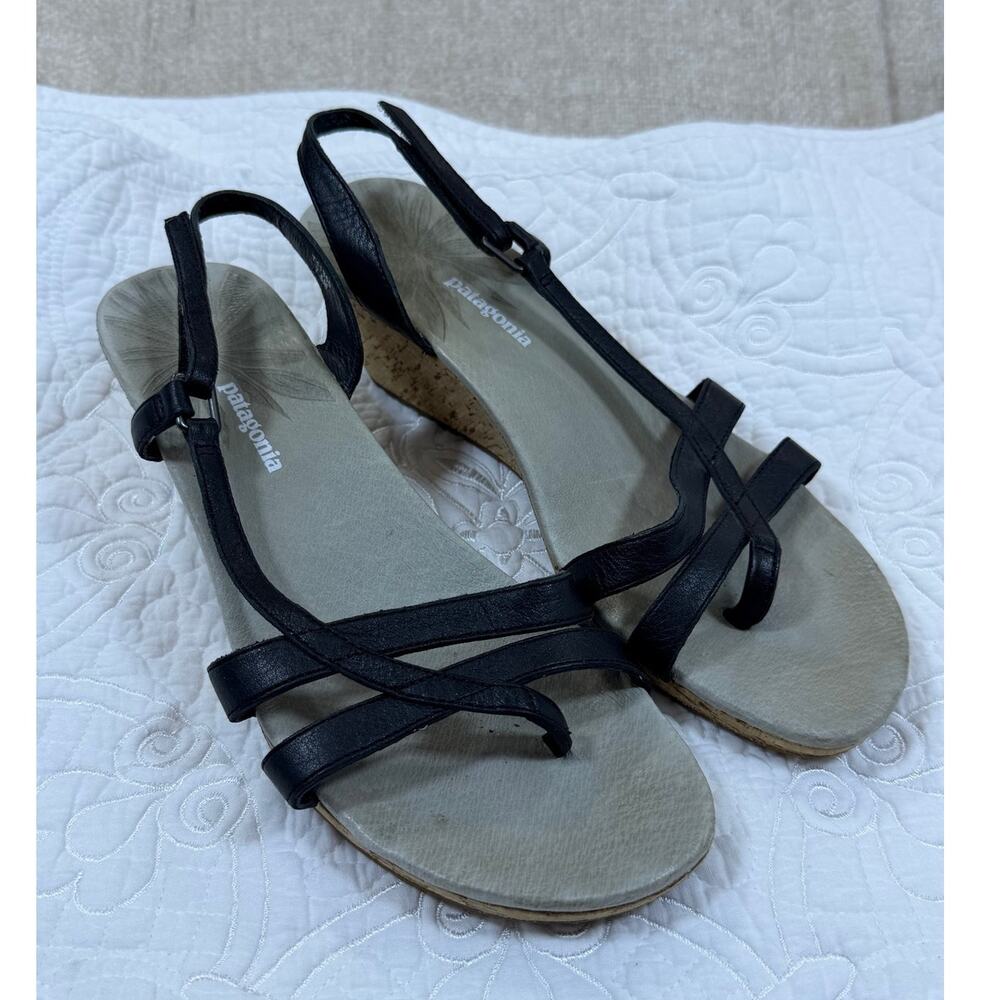 Patagonia Women's 7.5 Blue Solimar Strappy Wedge Sandals Outdoor Travel Shoes